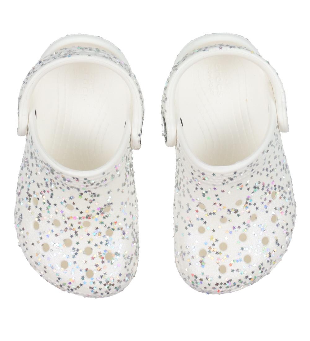 Crocs Sandaler - Classic Starry Glitter Clog T - Hvid