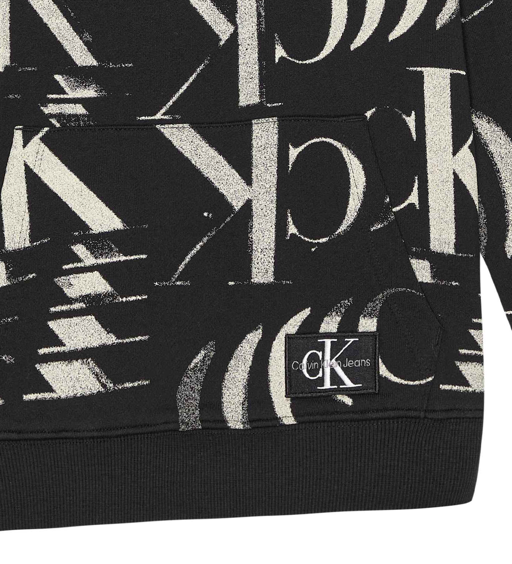Calvin Klein Hættetrøje - Glitched Monogram - Sort