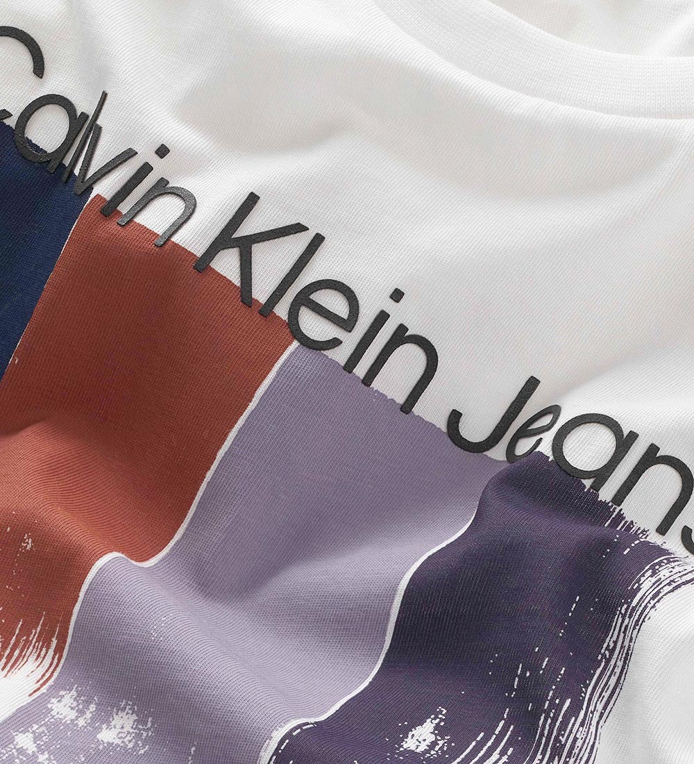 Calvin Klein T-Shirt - Placed Brushstrokes - Bright White