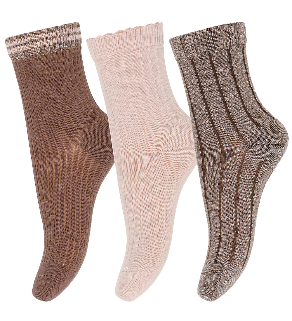 MP Strømper - Rib - 3-pak - Alba - Multi Mix m. Glimmer