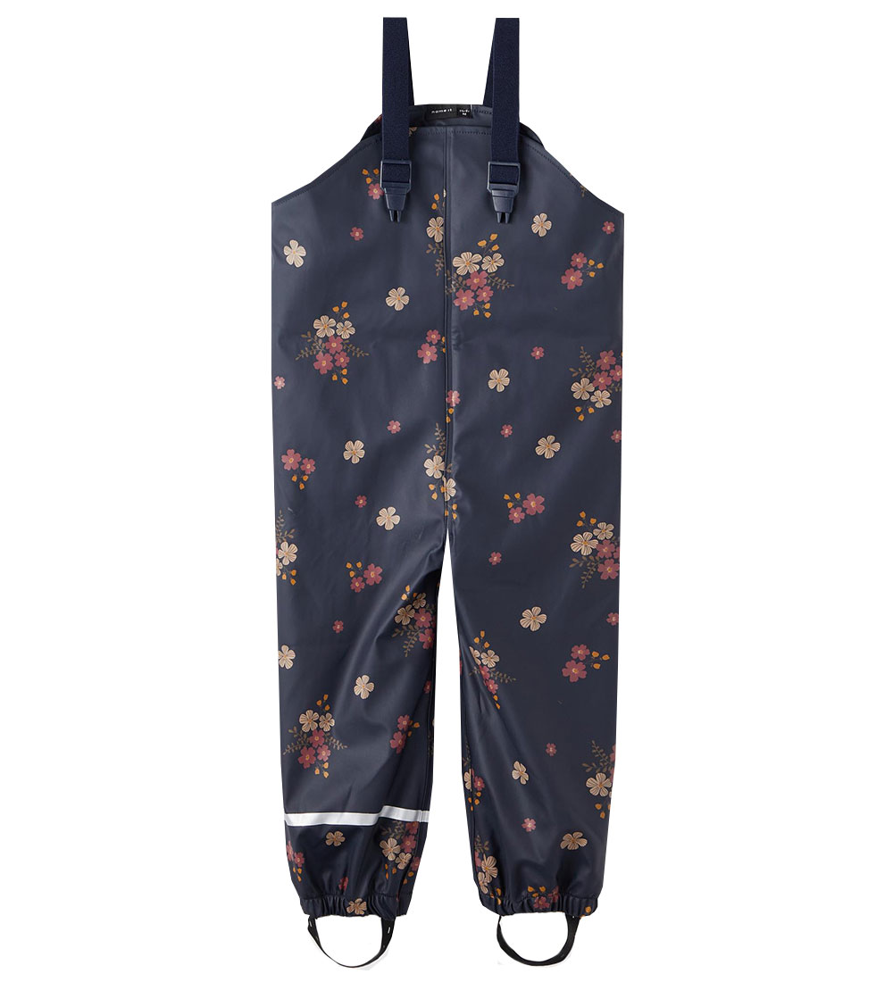 Name It Regntøj - Noos - NmfDry - Dark Sapphire m. Blomster