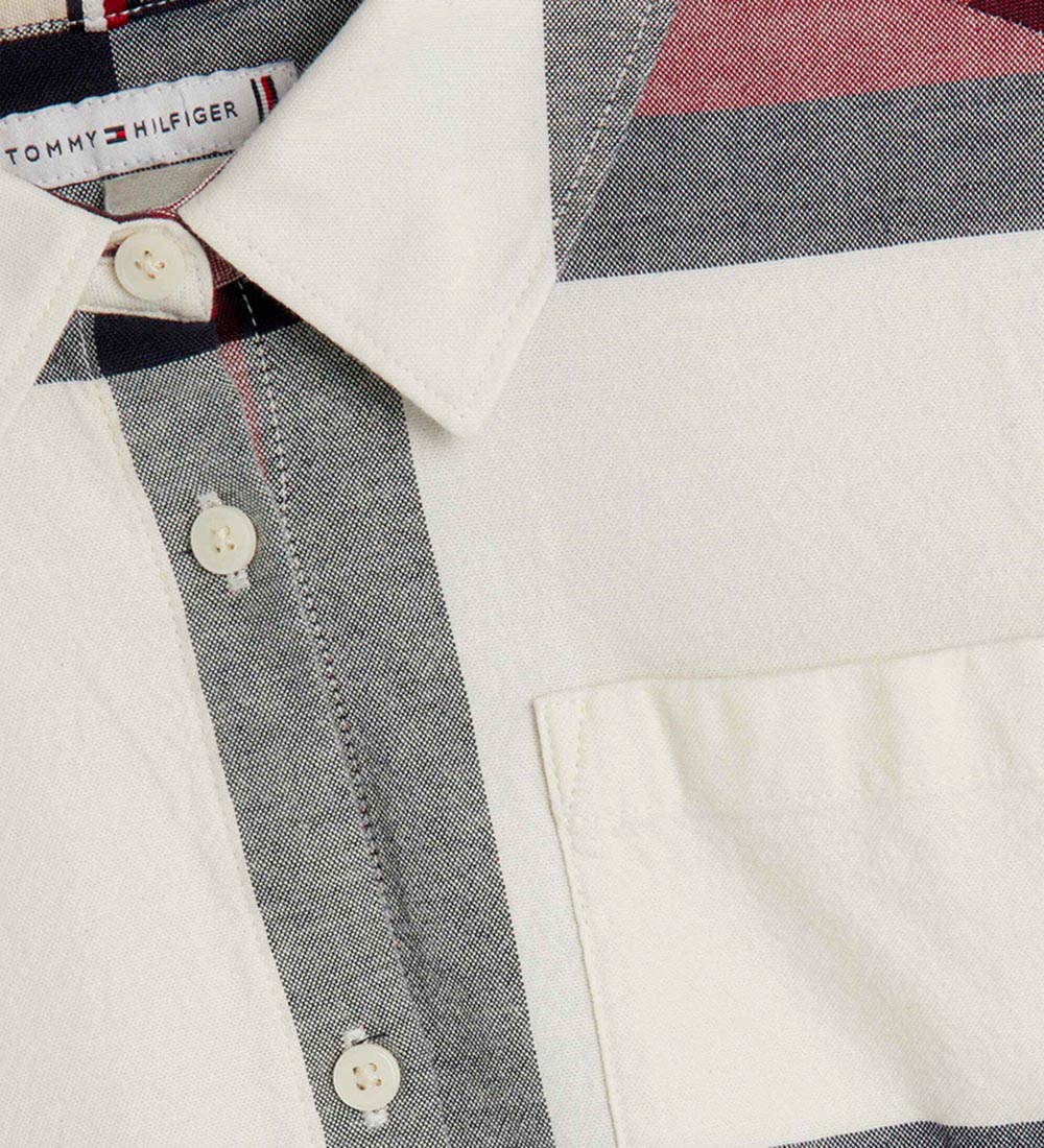 Tommy Hilfiger Kjole - Check Shirt Dress - Ivory/Multi Check