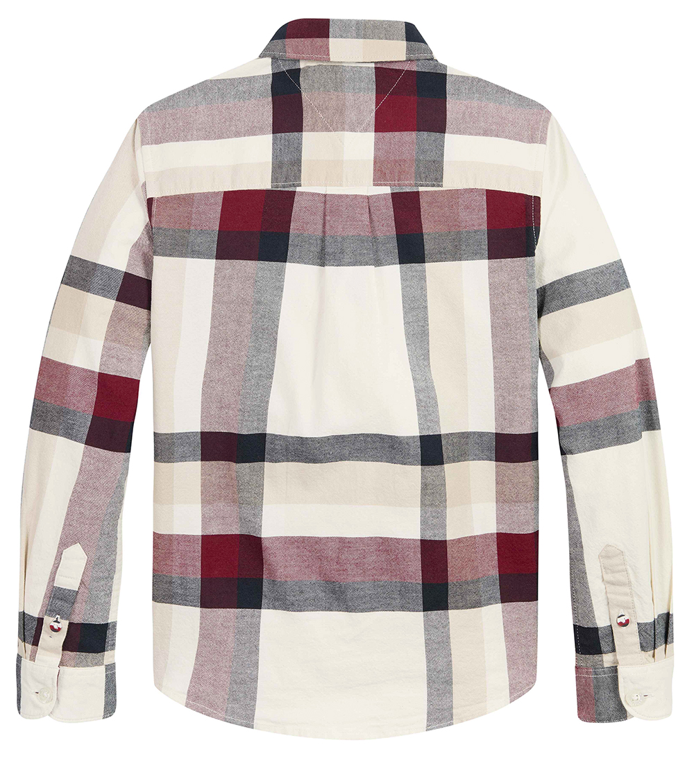 Tommy Hilfiger Skjorte - Global Stripe Check Shirt - Rød/Hvid