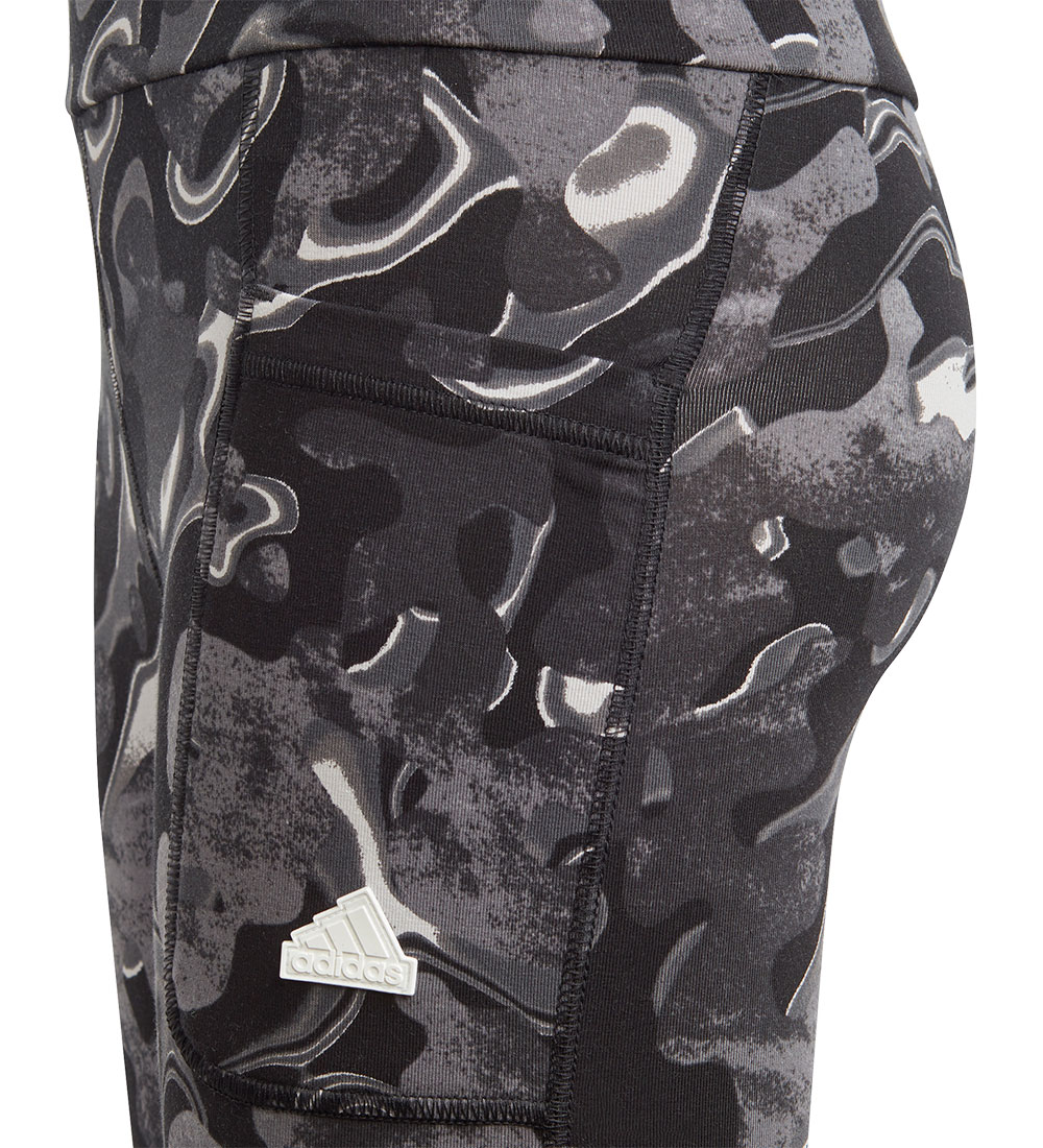 adidas Performance Leggings - JG FI AOP TIG - Sort/Hvid/Grå