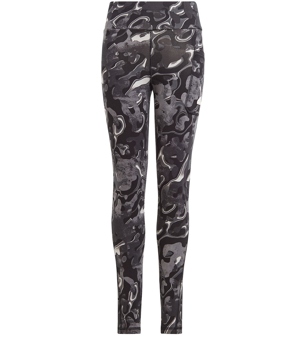 adidas Performance Leggings - JG FI AOP TIG - Sort/Hvid/Grå