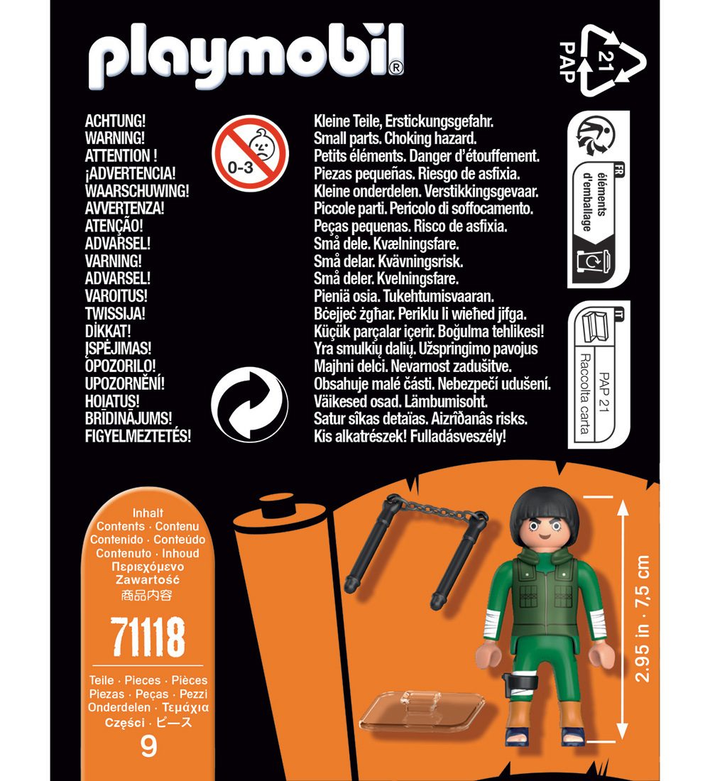 Playmobil Naruto - Rock Lee - 71118 - 9 Dele