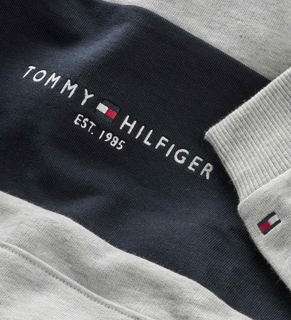 Tommy Hilfiger Hættetrøje - Essential Colorblock - Light Grey He