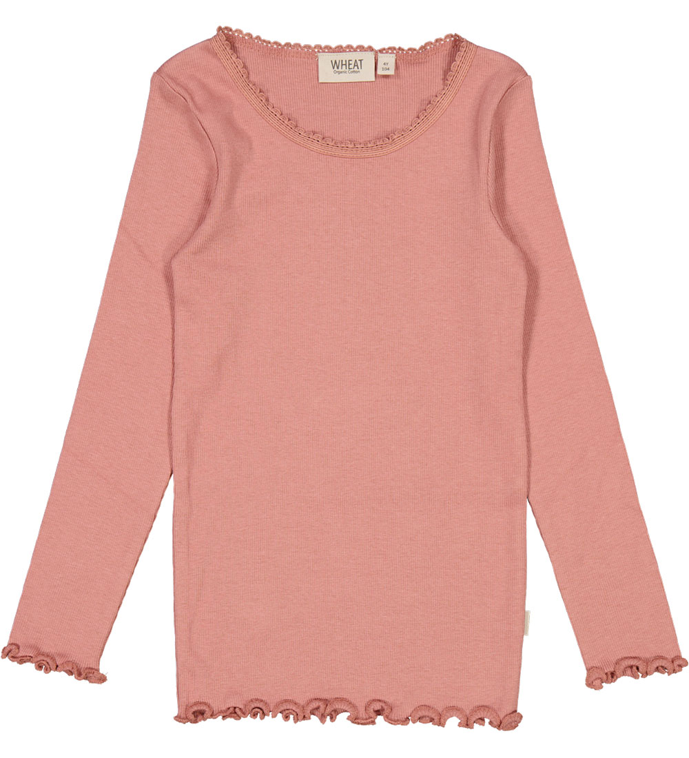 Wheat Bluse - Rib - Lace - Old Rose