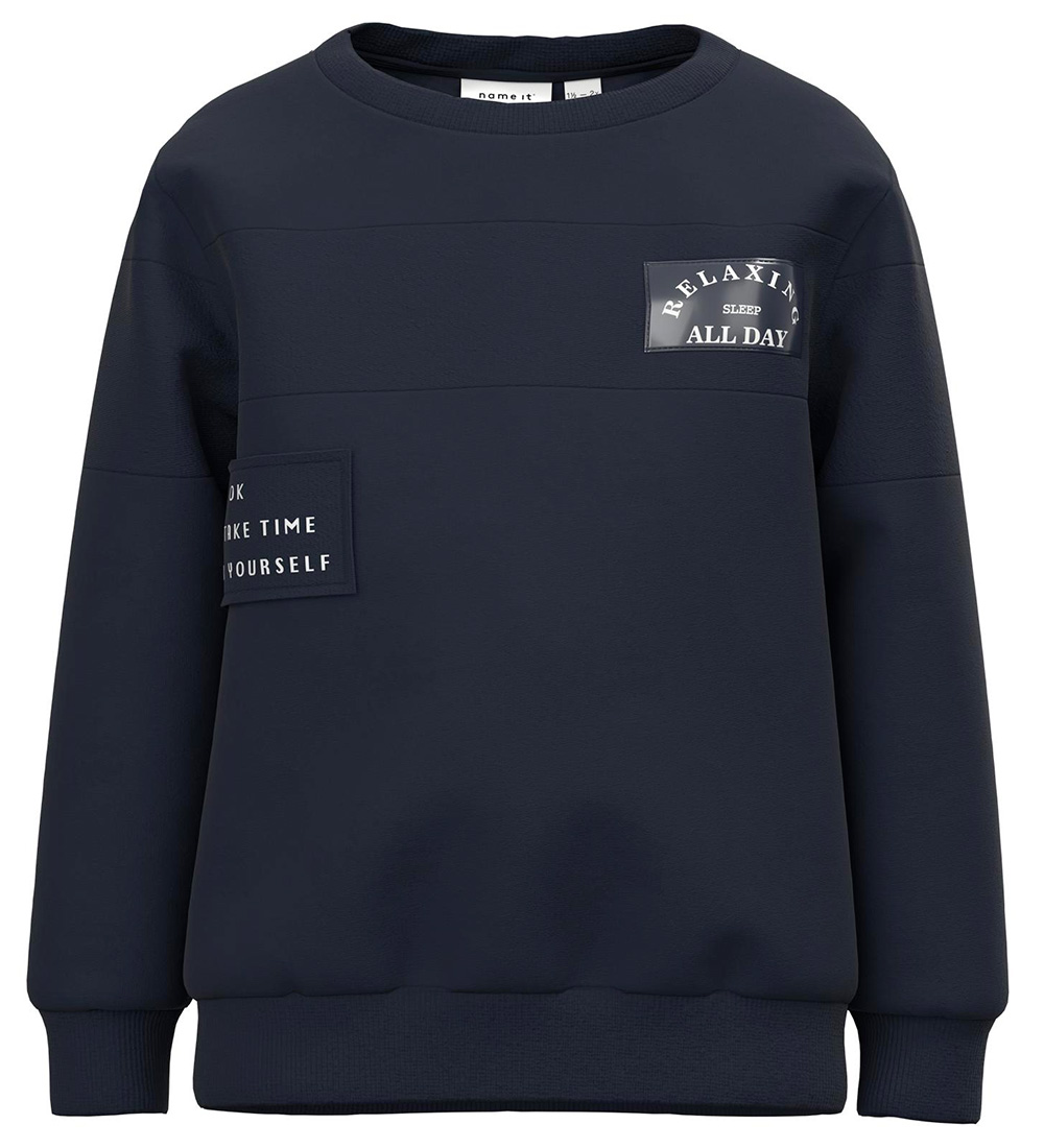 Name It Sweatshirt - NmmKlaes - Dark Sapphire m. Applikationer
