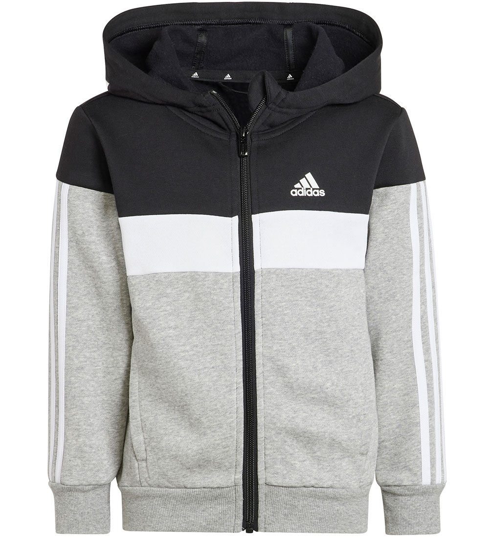 adidas Performance Sweatsæt - Cardigan/Bukser - Sort/Hvid/Grå