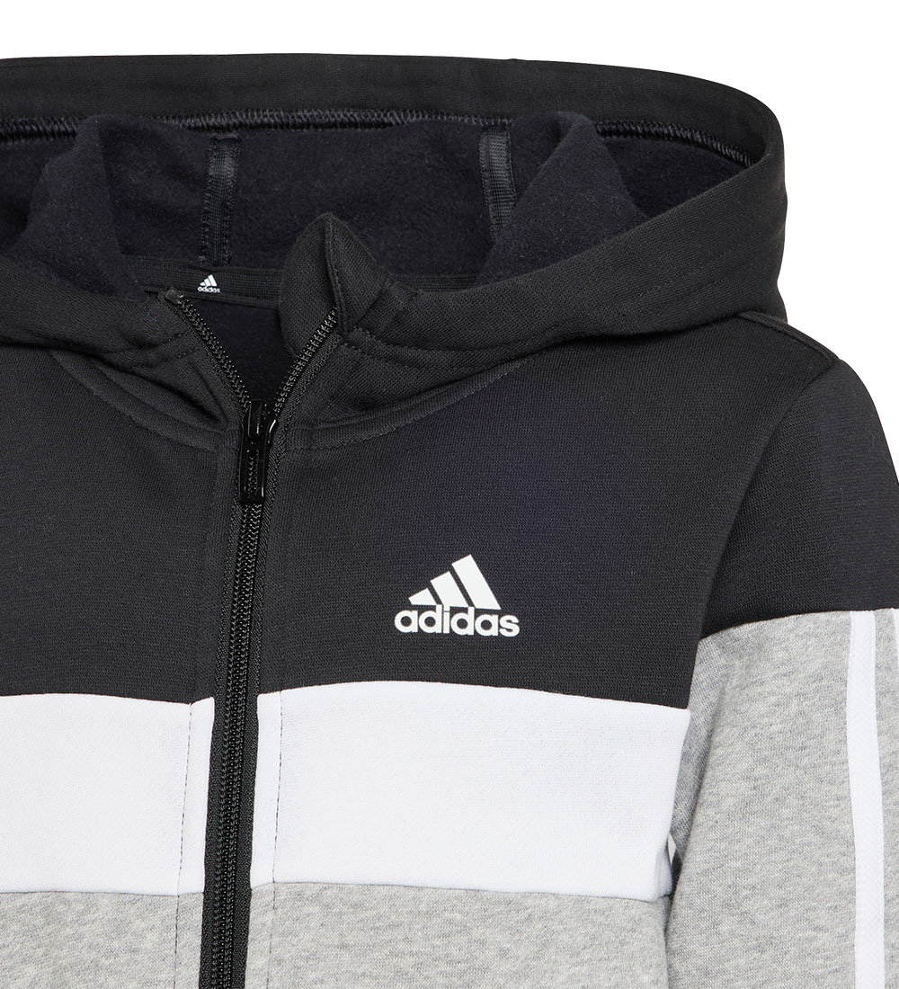 adidas Performance Sweatsæt - Cardigan/Bukser - Sort/Hvid/Grå