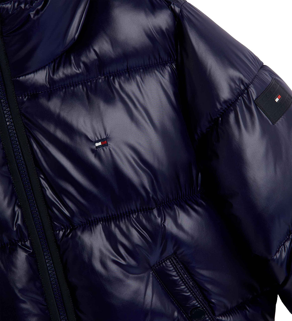 Tommy Hilfiger Dynejakke - Glossy Puffer - Desert Sky