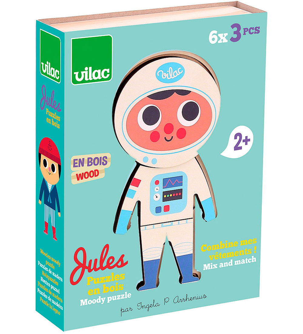 Vilac Puslespil - Træ - 6x3 Brikker - Jules