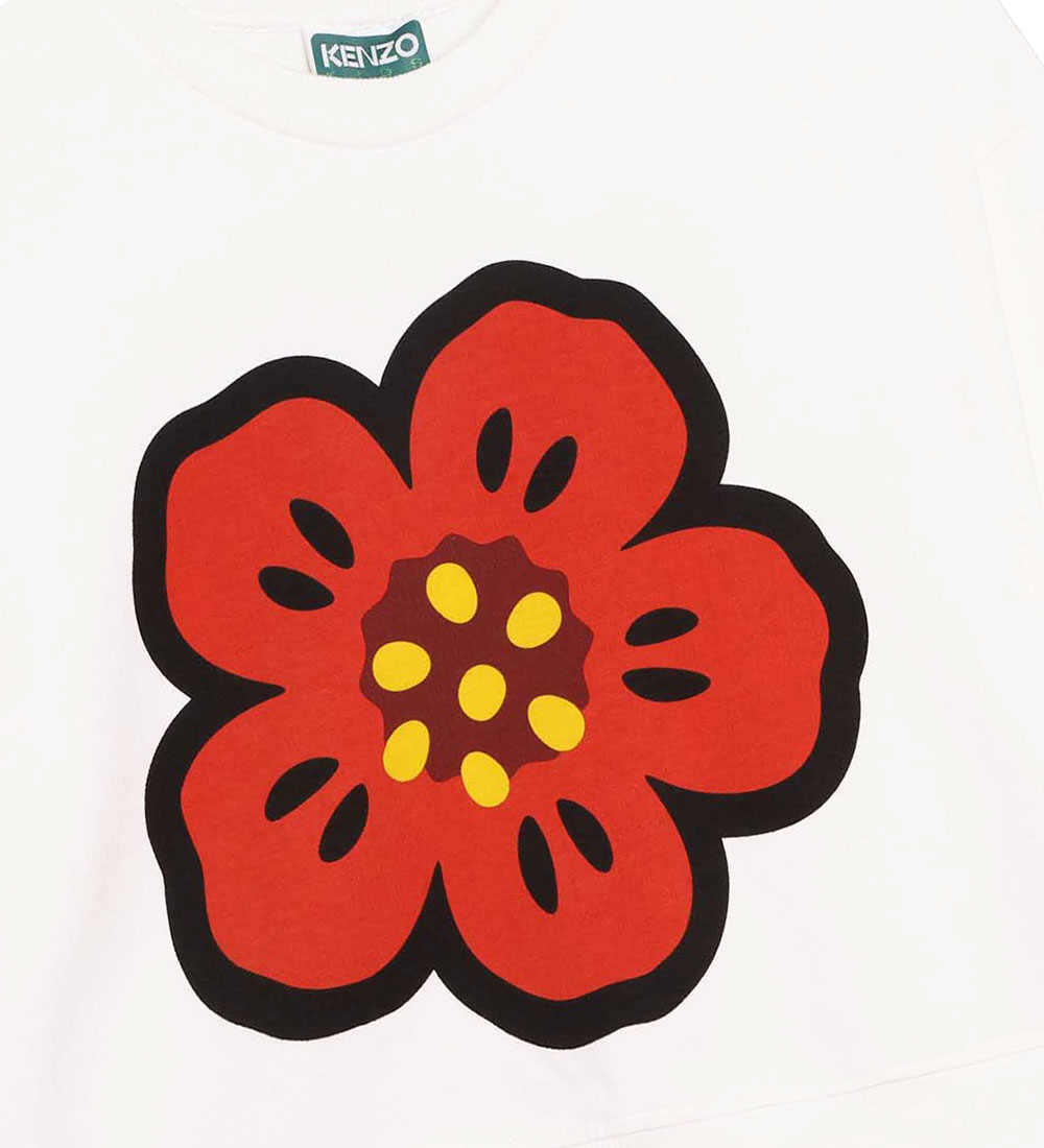 Kenzo Sweatshirt - Ivory/Rød m. Blomst