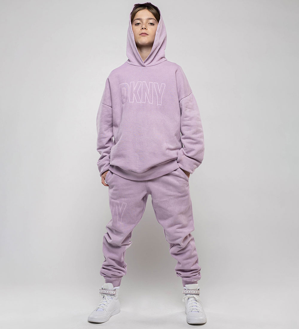 DKNY Hættetrøje - Lilla m. Print