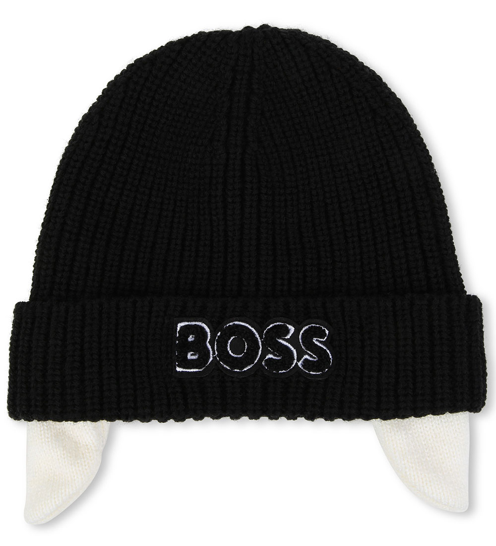 BOSS Hue m. Fleece - Akryl/Uld - Sort m. Hvid
