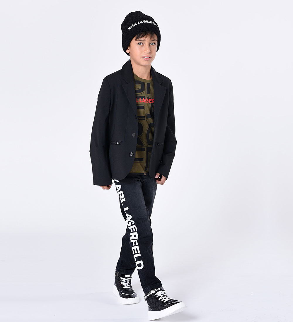 Karl Lagerfeld Hue - Strik - Sort m. Hvid