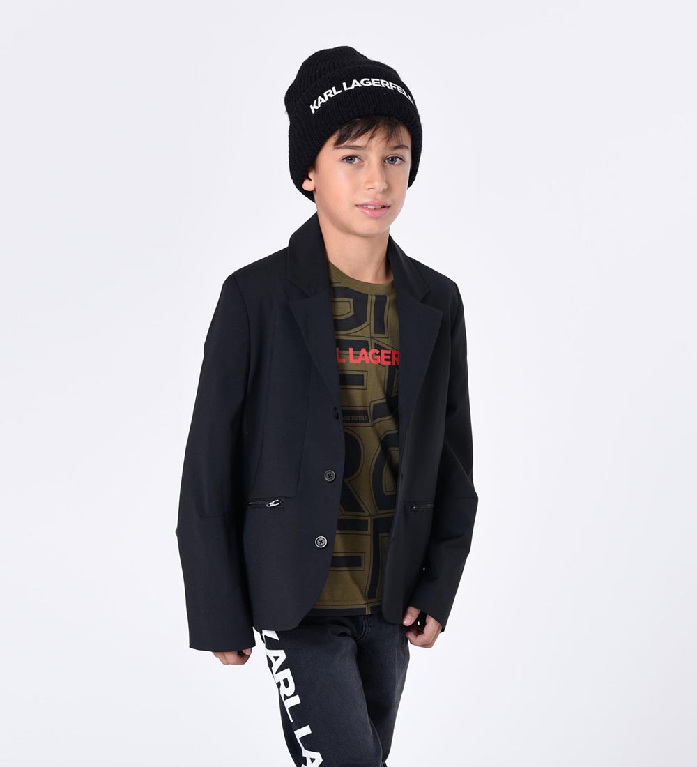 Karl Lagerfeld Hue - Strik - Sort m. Hvid