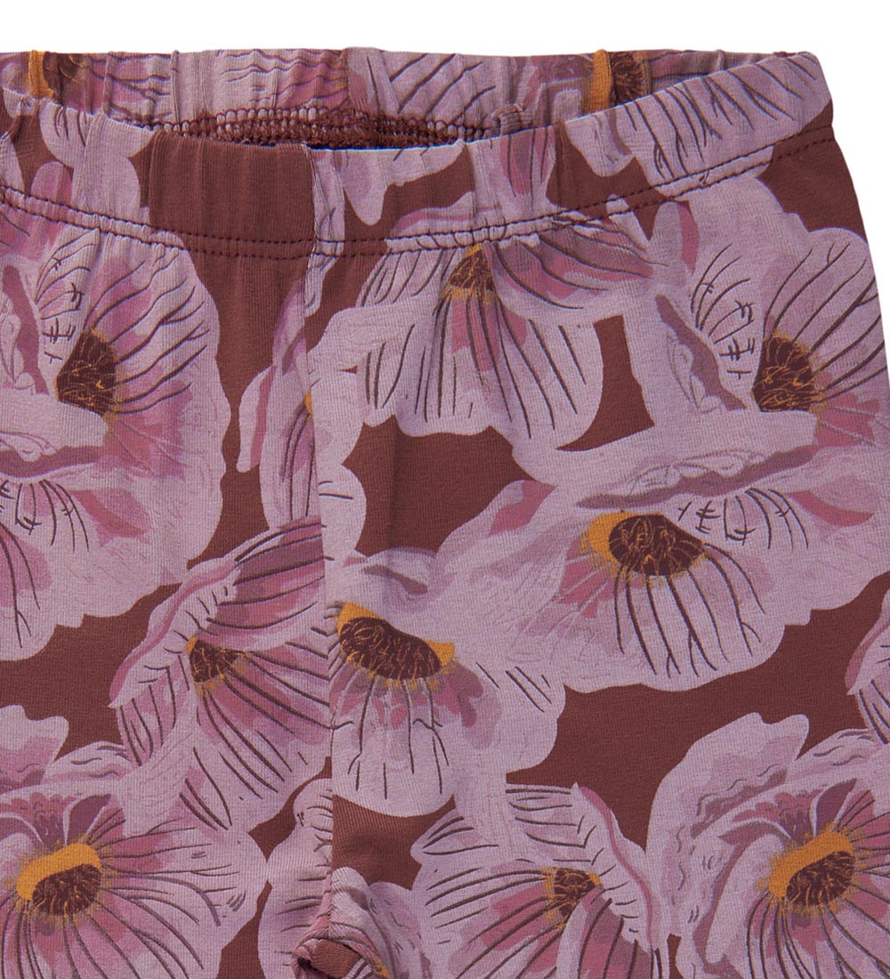 The New Siblings Leggings - TnsHaldora - Rose Brown m. Blomster