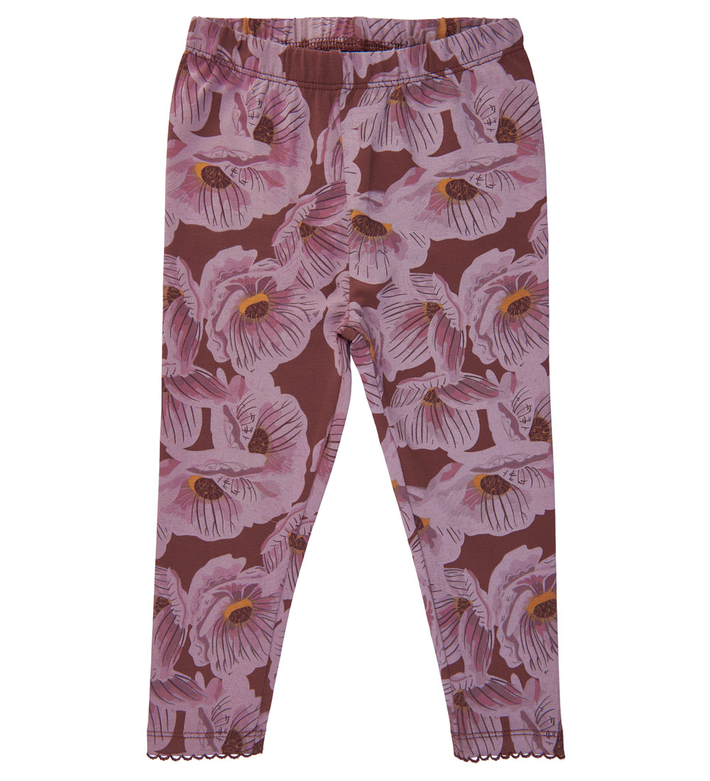 The New Siblings Leggings - TnsHaldora - Rose Brown m. Blomster