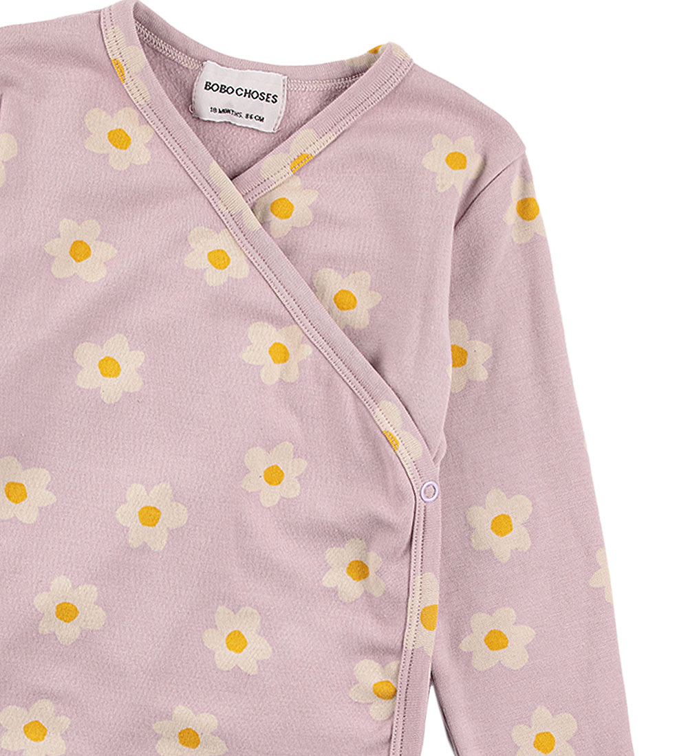 Bobo Choses Slå-om Body l/æ - Little Flower - Lilla/Hvid