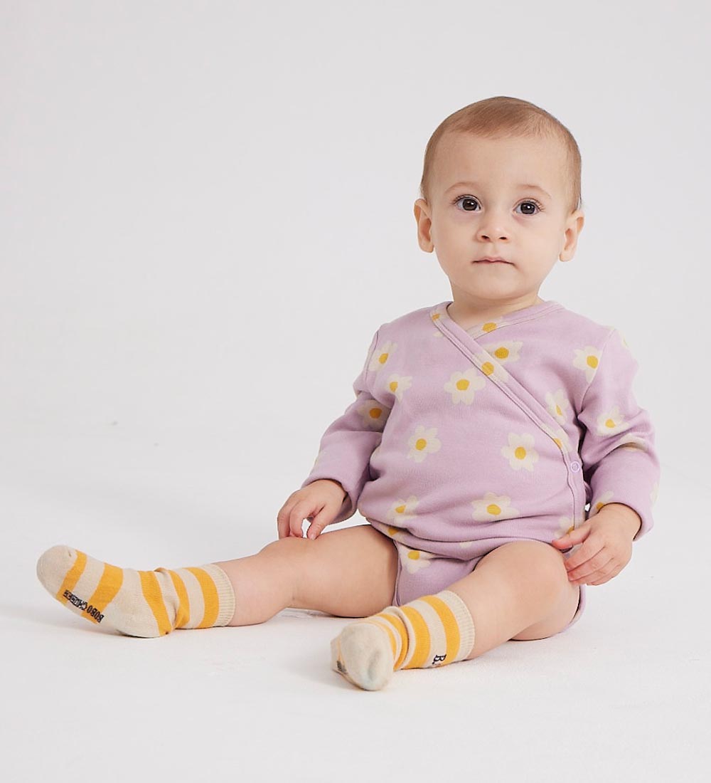 Bobo Choses Slå-om Body l/æ - Little Flower - Lilla/Hvid