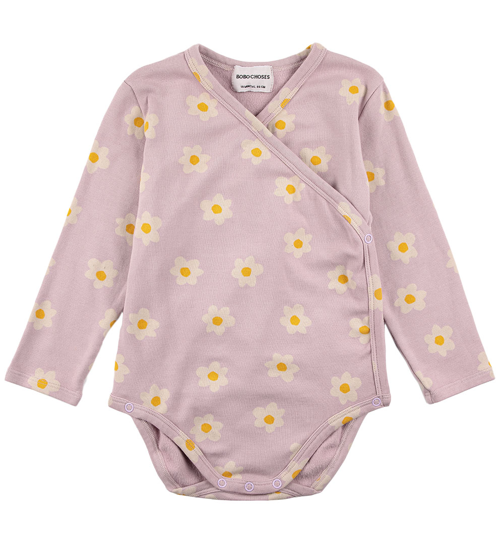 Bobo Choses Slå-om Body l/æ - Little Flower - Lilla/Hvid