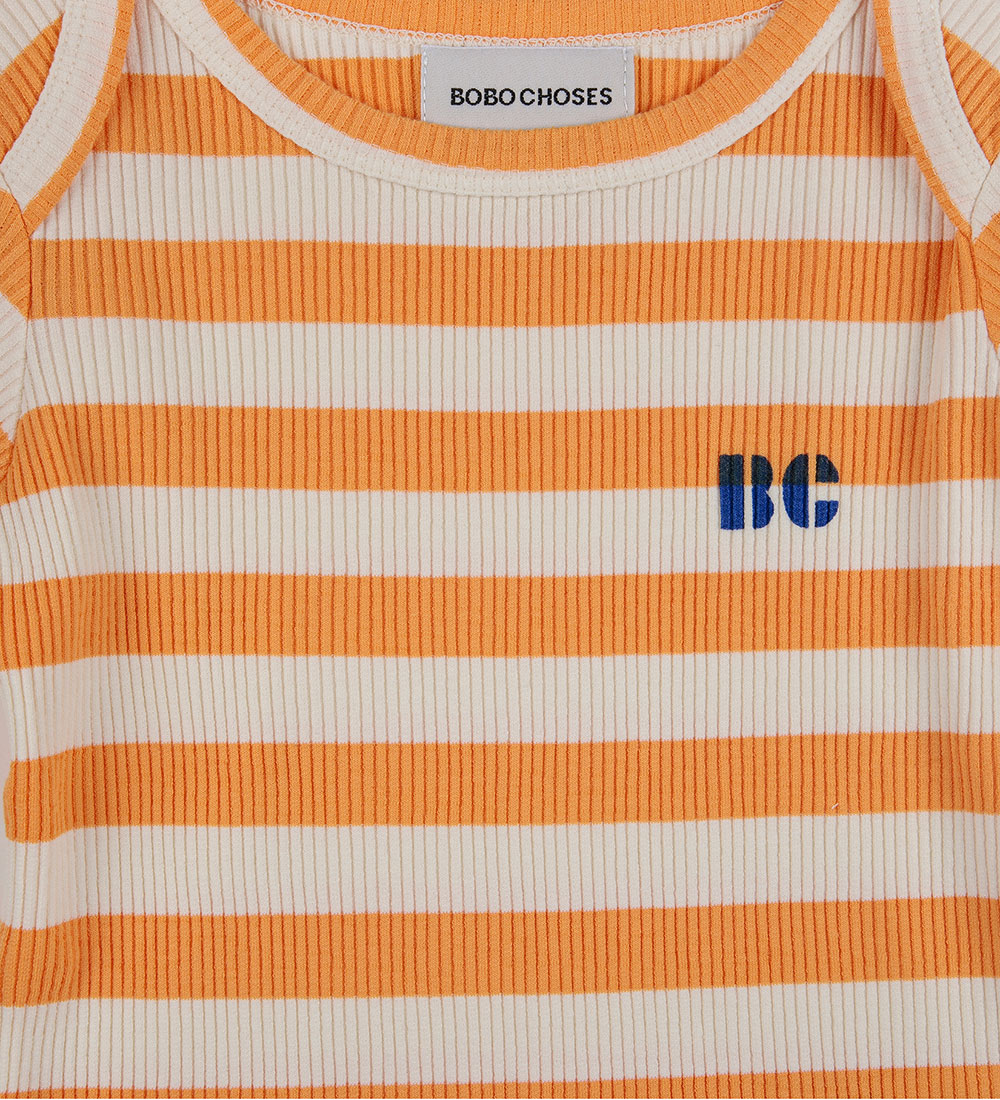 Bobo Choses Body l/æ - 2-pak - Hvid/Gulstribet/Brun m. Print