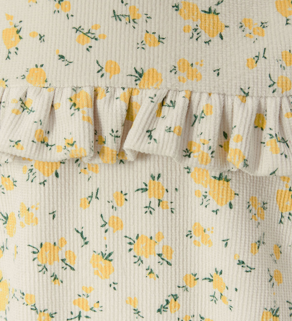 Petit by Sofie Schnoor Fløjlskjole - Creme/Gul m. Blomster