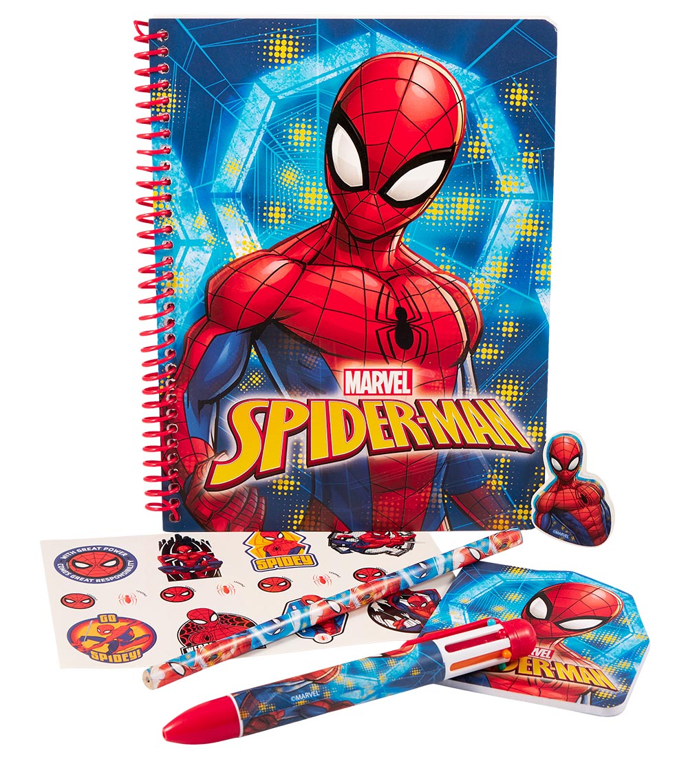 Spiderman Skrivesæt m. Multifarvet Kuglepen