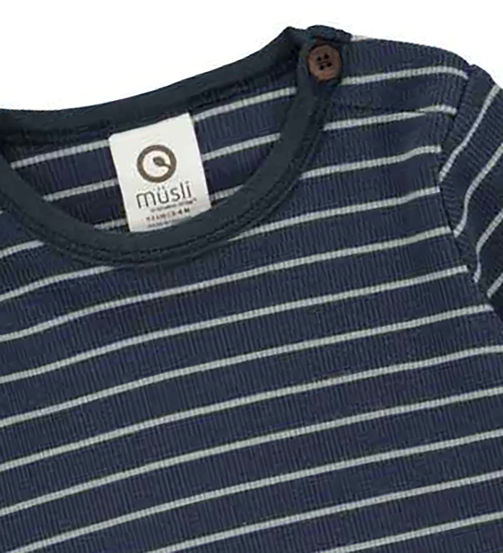 Müsli Bluse - Stripe Rib - Night Blue/Spa Green