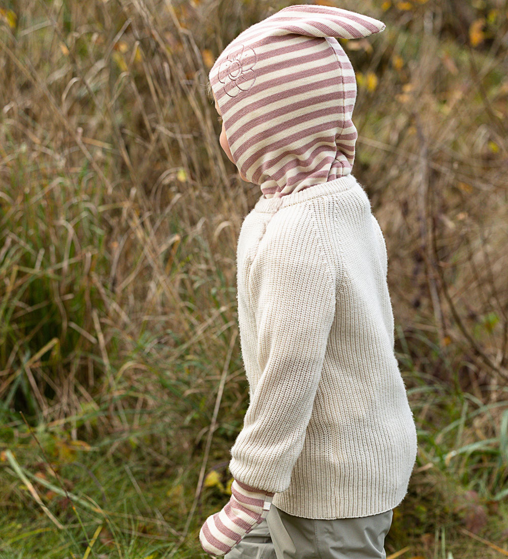 Racing Kids Elefanthue - Uld/Bomuld - 2-lags - Dusty Rose/Ivory
