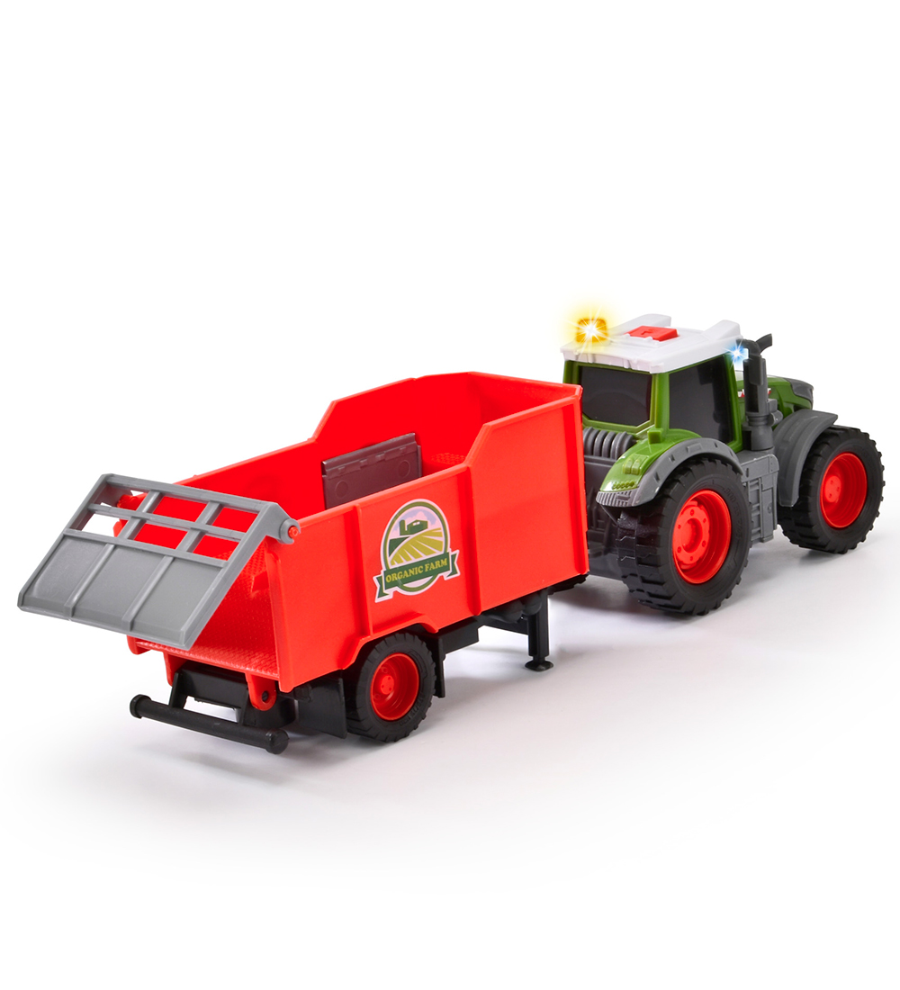Dickie Toys Traktor m. Trailer - Fendt Farm Trailer - Lys/Lyd