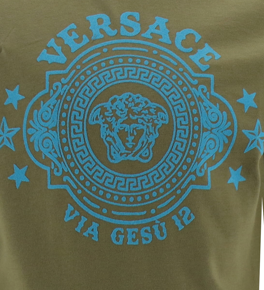 Versace Bluse - Srmygrøn/Lyseblå m. logo