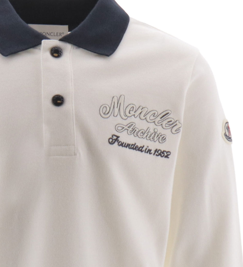 Moncler Polobluse - Off White m. Navy