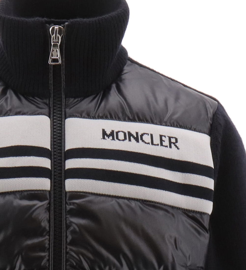 Moncler Cardigan - Uld/Dun - Navy m. Hvid