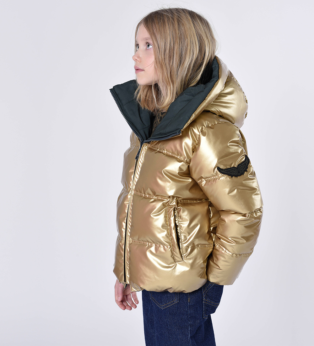 Zadig & Voltaire Dynejakke - Vendbar - Dark Green/Guld