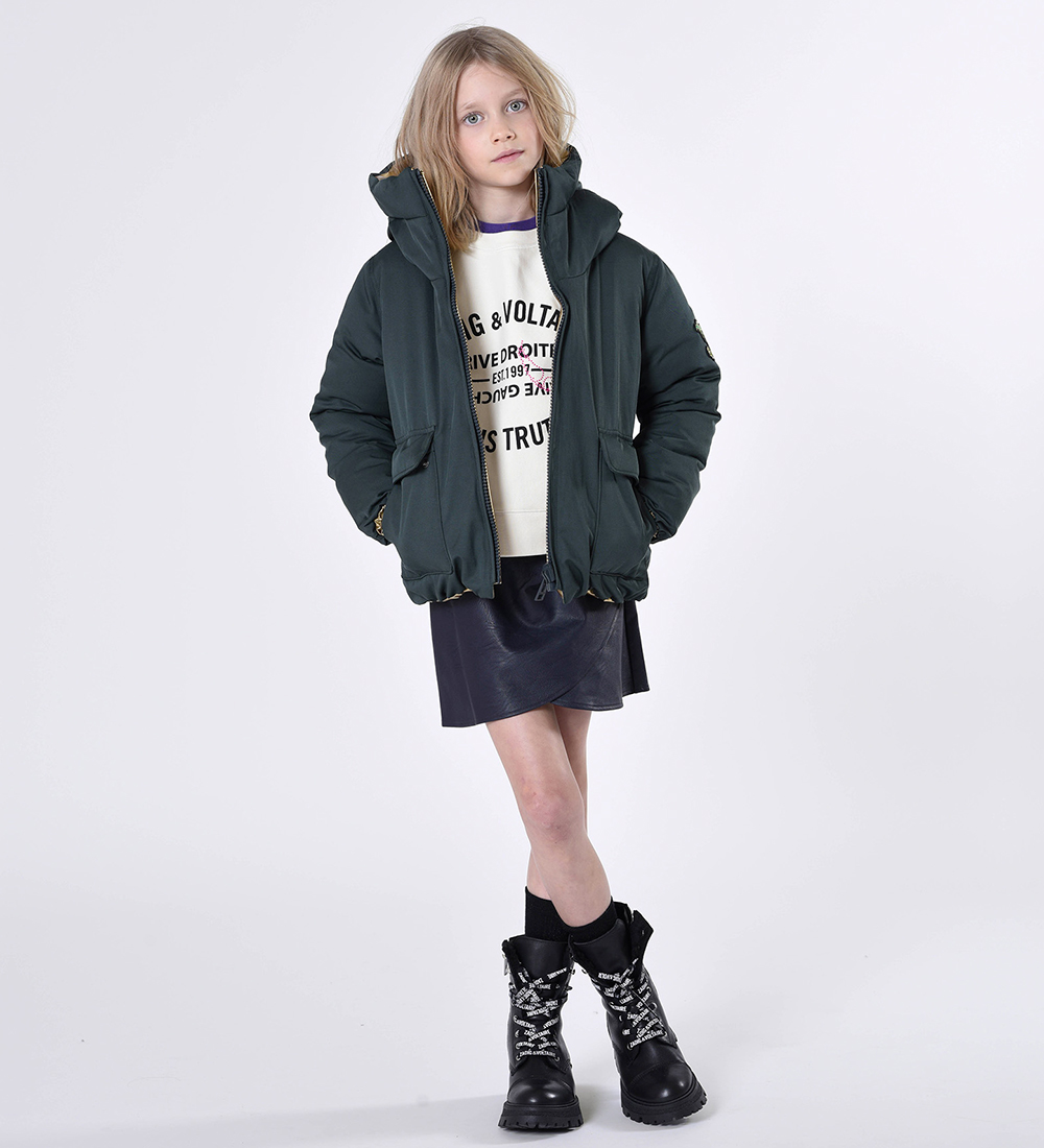 Zadig & Voltaire Dynejakke - Vendbar - Dark Green/Guld