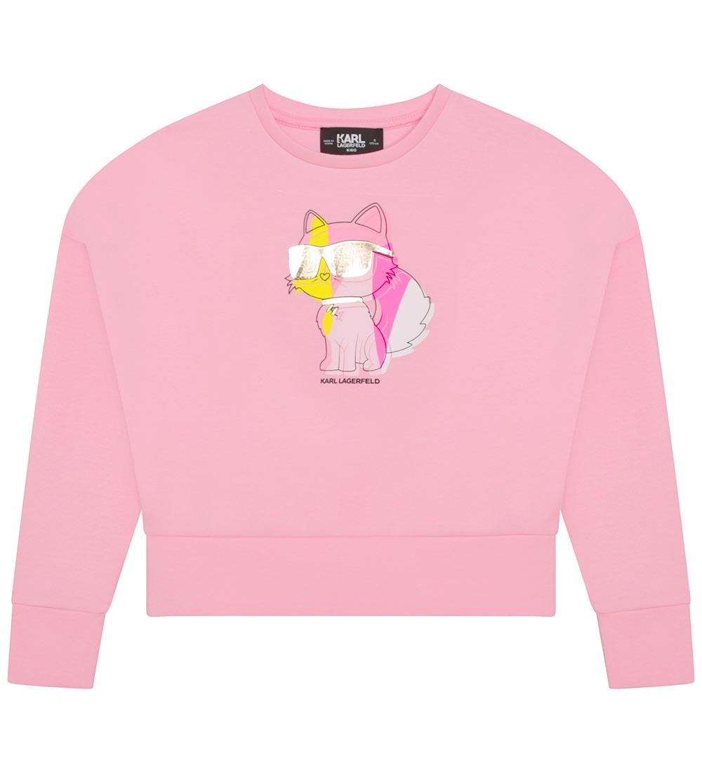 Karl Lagerfeld Sweatshirt - Cropped - Pink Washed m. Kat