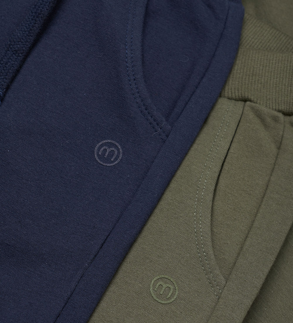 Minymo Sweatpants - 2-pak - Olive Night/Navy