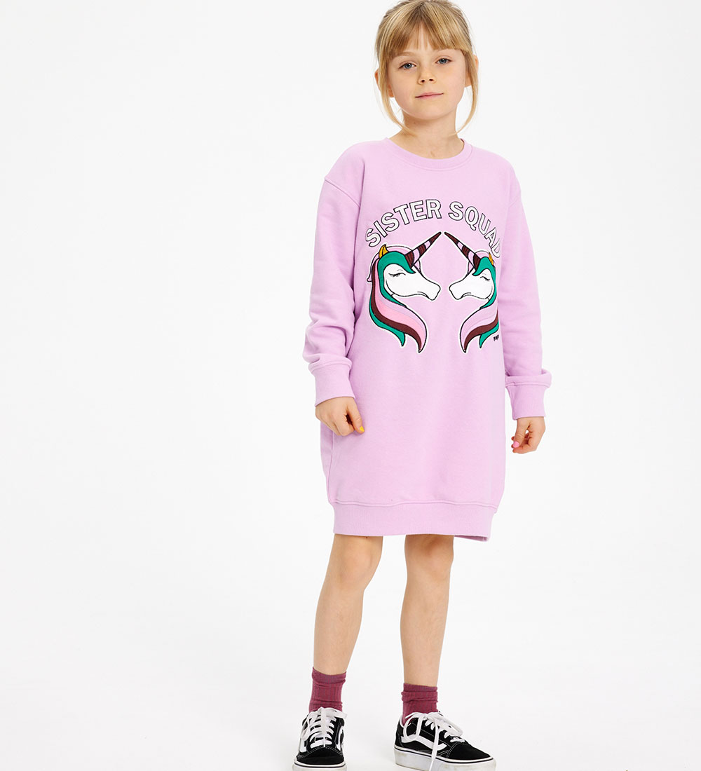 The New Sweatkjole - TnHoney - Pastel Lavender m. Enhjørninger