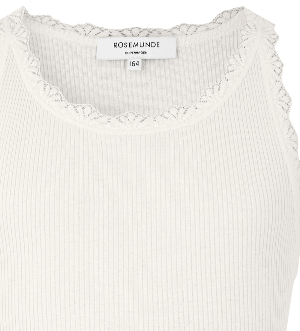 Rosemunde Top - Silke/Bomuld - Rib - Ivory m. Blonder