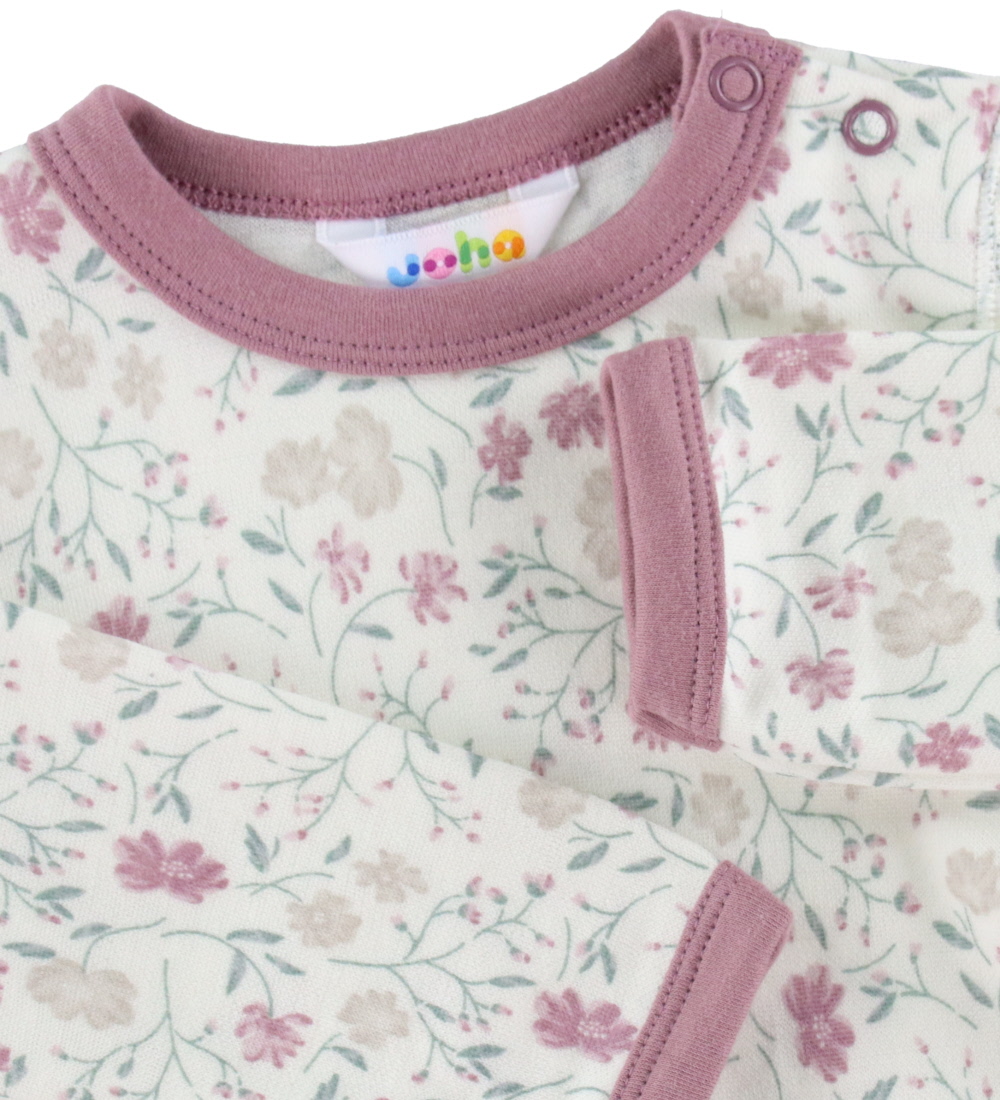Joha Bluse - Uld/Bambus - Off White/Rose