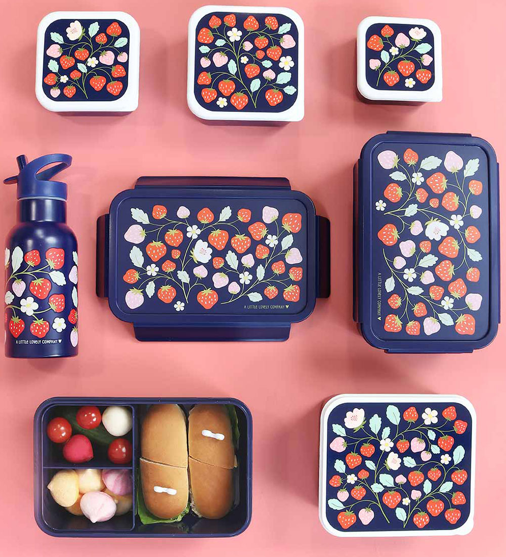 A Little Lovely Company Madkassesæt - 4 stk - Strawberries