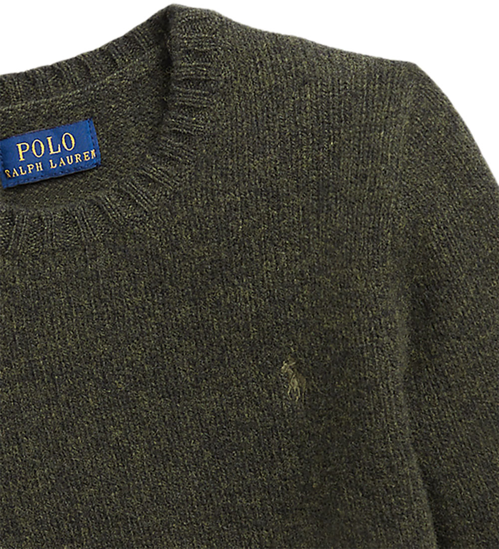 Polo Ralph Lauren Bluse - Uld - Mørkegrøn m. Lapper