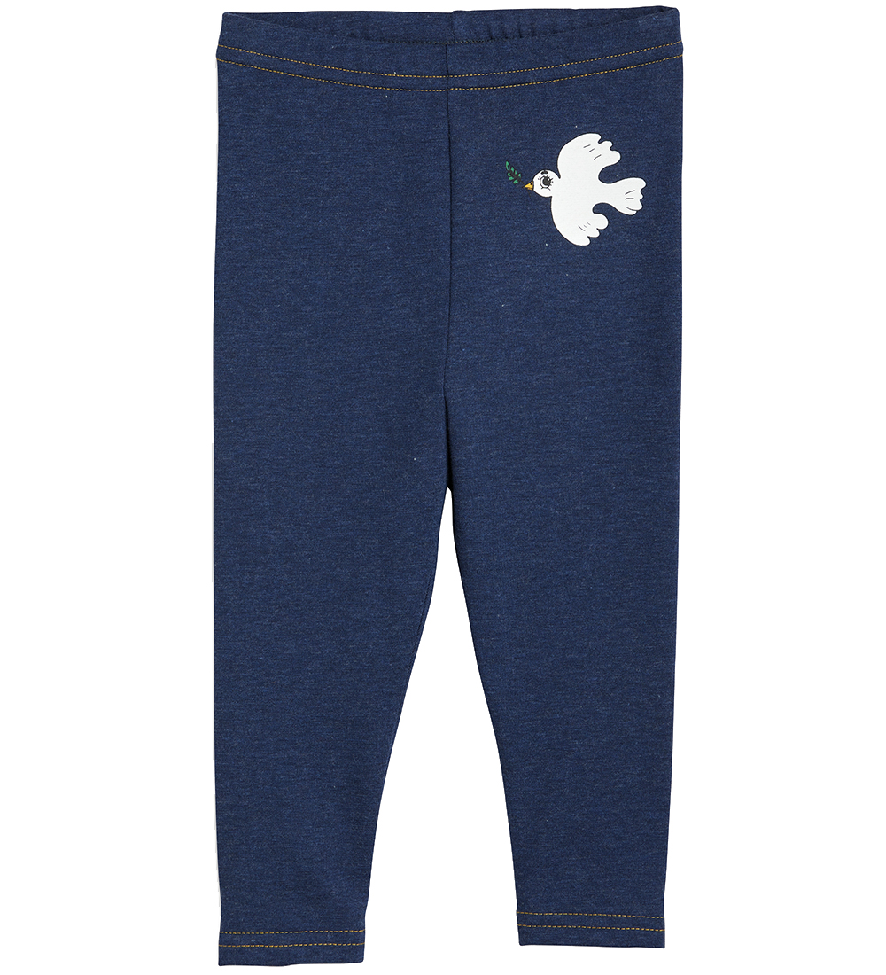 Mini Rodini x Wrangler Leggings - Peace Dove Baby - Blå