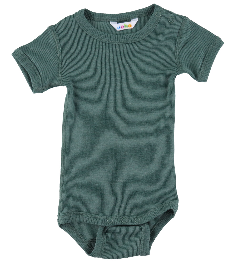 Joha Body k/æ - Rib - Uld/Silke - Mørk Grøn