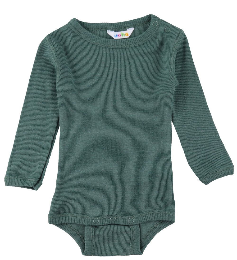 Joha Body l/æ - Rib - Uld/Silke - Mørk Grøn