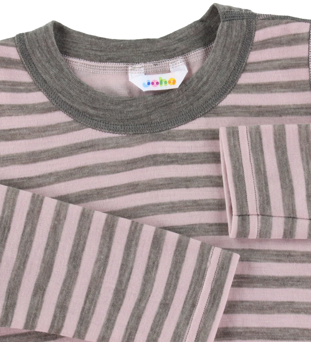 Joha Bluse - Uld - Rosa/Grå