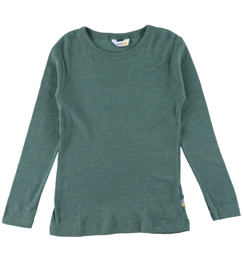 Joha Bluse - Rib - Uld/Silke - Mørk Grøn